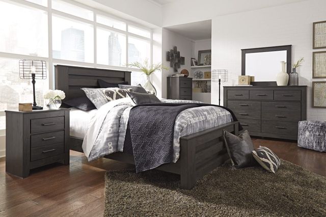 Signature Design by Ashley® Brinxton 6-Piece Charcoal Full Panel Bed with Mirrored Dresser, Chest and 2 Nightstands Set-6