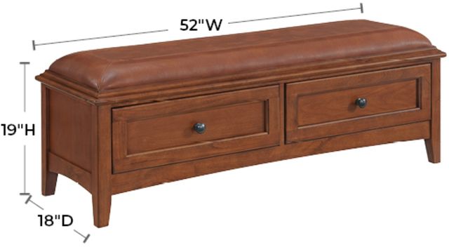 Whittier Wood® Furniture McKenzie Glazed Antique Cherry 2-Drawer Bench-1