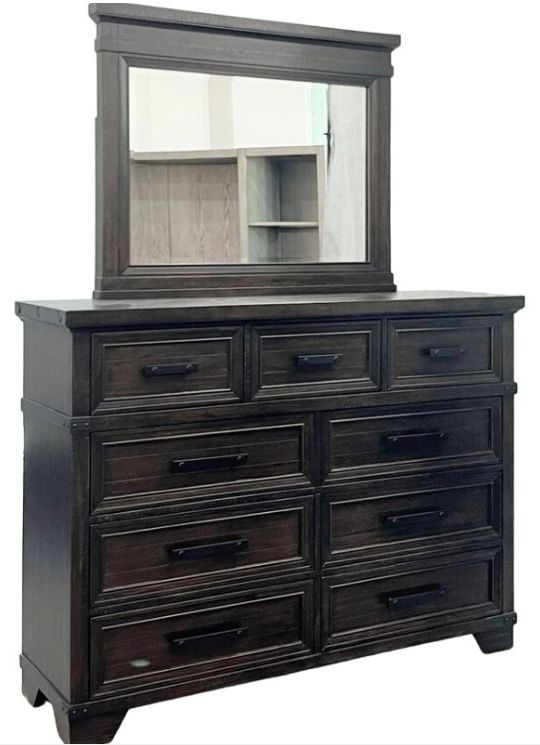 Elements International Colorado City Black Charcoal Dresser with Mirror-0