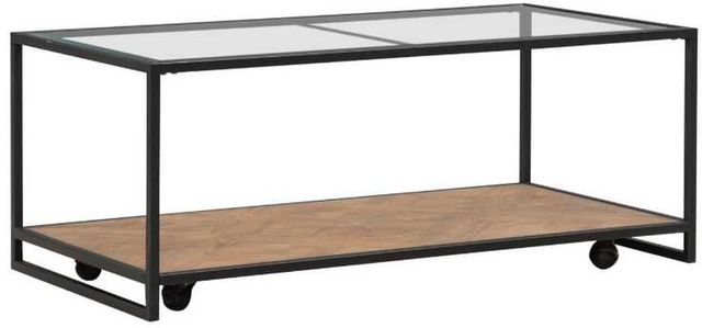 Liberty Furniture Bedford Glass Top Cocktail Table with Black/Weathered Oak Base-0