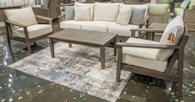 Signature Design by Ashley® Adams Lane Beige/Dark Brown Lounge Chair with Cushion-1