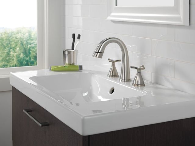 Delta Stryke® Lumicoat® Stainless 2-Handle Widespread Pull Down Bathroom Faucet-1
