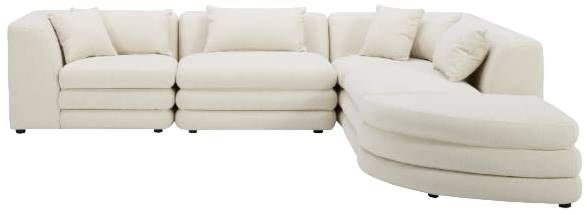 Moe's Home Collection Lowtide Alcove 5-Piece Warm White L-Shaped Modular Sectional and Ottoman-1