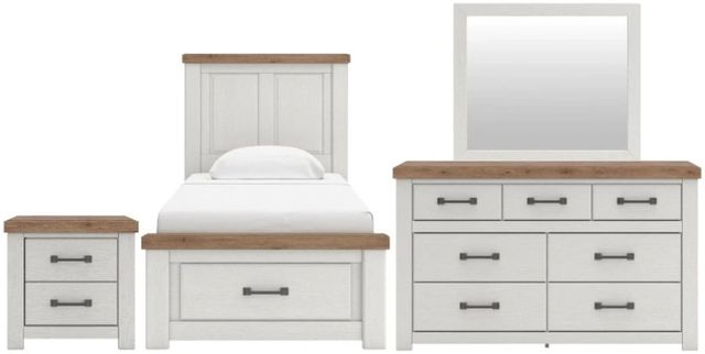 Benchcraft® Savonport 4-Piece Brown/White Youth Twin Panel Storage Bedroom Set-0