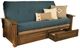 Kodiak Furniture Washington Linen Aqua/Rustic Walnut Full Storage Futon with Mattress-0