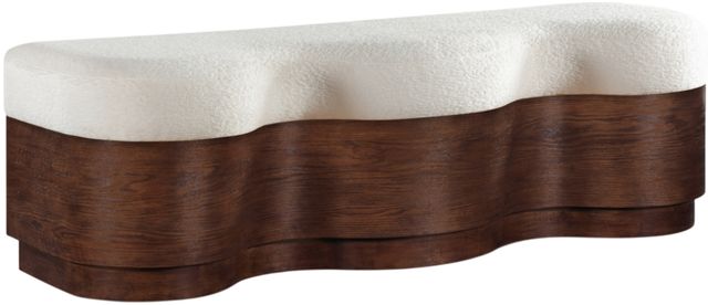 Meridian Furniture Savoy Cream/Walnut Upholstered Bench-0
