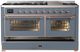 Ilve® Majestic III 60" Blue Gray Pro Style Dual Fuel Liquid Propane Range with Triple Glass Door and Copper Trim-1