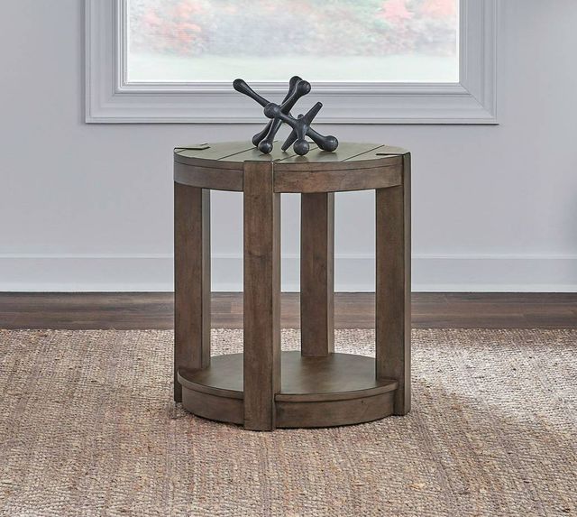 Liberty Furniture Broadmore Cobblestone Brown Round Chairside Table-1