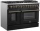 FORNO® Galiano 48" Stainless Steel Pro Style Dual Fuel Range with Black Door with Antique Brass Accents-4