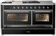 Ilve® Majestic III 60" Glossy Black Pro Style Dual Fuel Liquid Propane Range with French Top and Chrome Trim-2