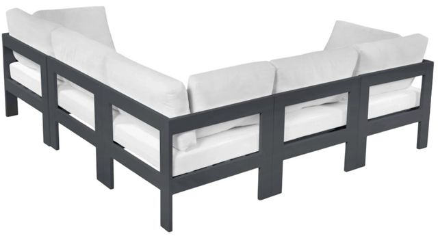 Meridian Furniture Nizuc 5-Piece Dark Gray/White Aluminum/Fabric Outdoor Patio Modular Sectional-2