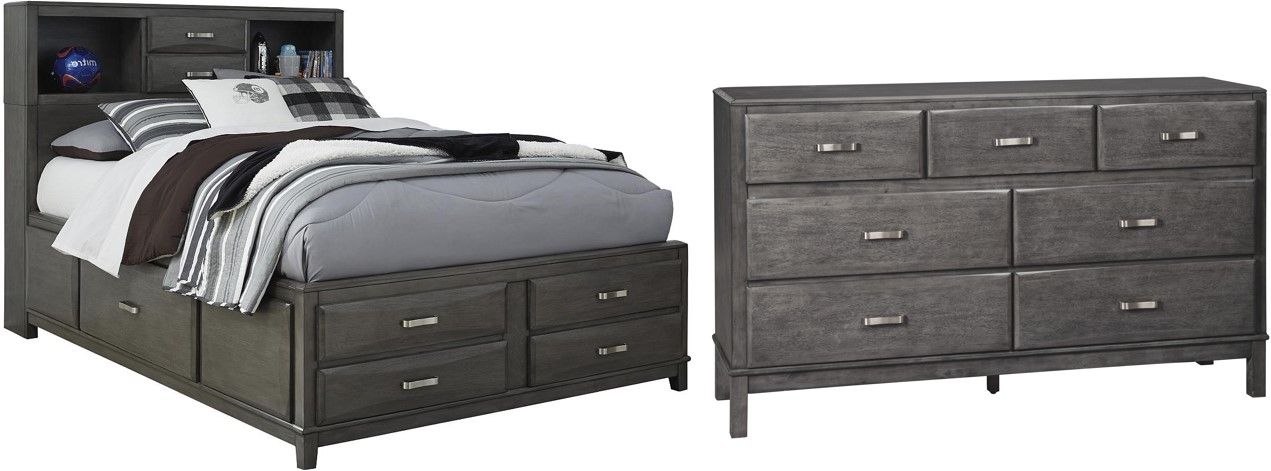 Signature Design by Ashley® Caitbrook 2-Piece Gray Full Storage Bed Set ...