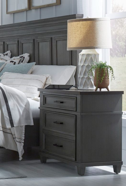 aspenhome® Caraway Aged Slate 2-Drawer Nightstand-1