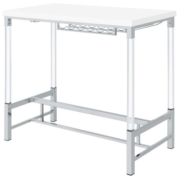 Coaster® Norcrest Glossy White Bar Height Table with Chrome-3