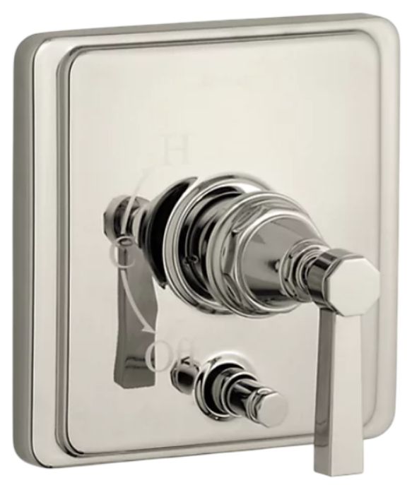 KOHLER® Pinstripe® Rite-Temp® Vibrant Polished Nickel Valve Trim with Push-Button Diverter and Lever Handle-0