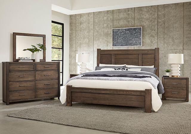 LM Co Home By Vaughan-Bassett Crafted Oak by Ben & Erin Napier Aged Gray Queen Poster Bed -1
