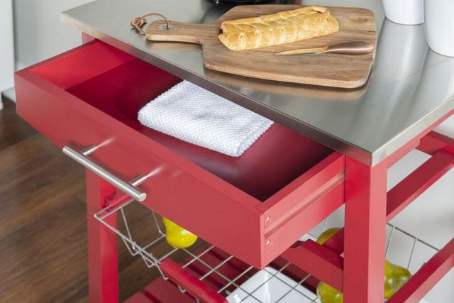 Linon Zoey Red Kitchen Cart-2