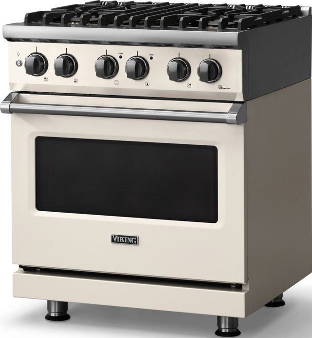 Viking® 5 Series 30" Pure White Pro Style Dual Fuel (NG) Range with Polished Chrome Trim-3