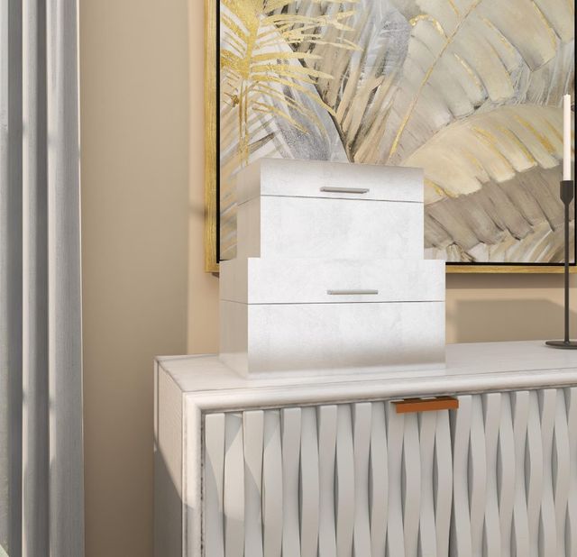 Deco Marche CosmoLiving by Cosmopolitan 2-Piece Silver Box with Textured Foiled Exterior-3