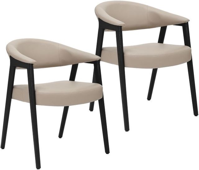 Worldwide Homefurnishings Inc. Bexley 2-Piece Black/Mushroom Dining Arm Chair Set-0