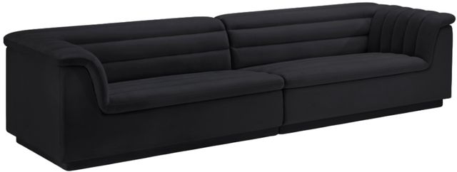 Meridian Furniture Cascade 2-Piece Black Velvet Sofa-0