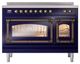 Ilve® Nostalgie II Noblesse 48'' Midnight Blue Pro Style Induction Range with Burnished Trim-1