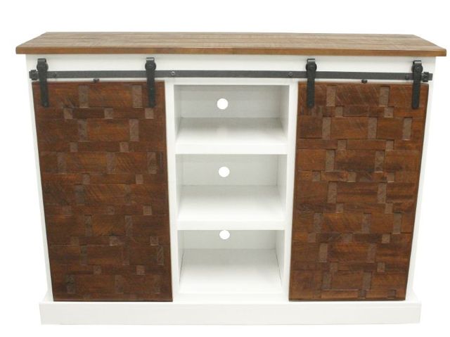 American Heartland Manufacturing Rustic 57" Two-Tone Mosaic Tall TV Stand-2