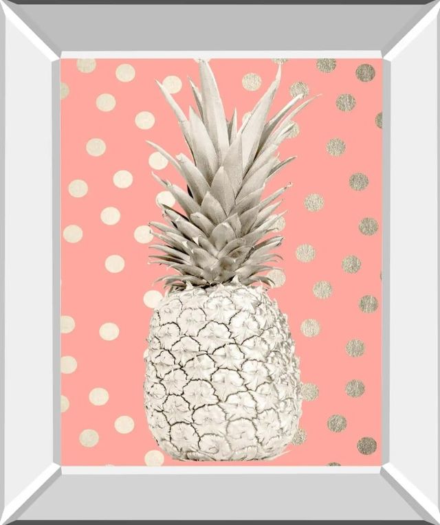 Classy Art White Gold Pineapple on Polka Dots Pink by Nature Magick Mirror Framed Wall Art-0
