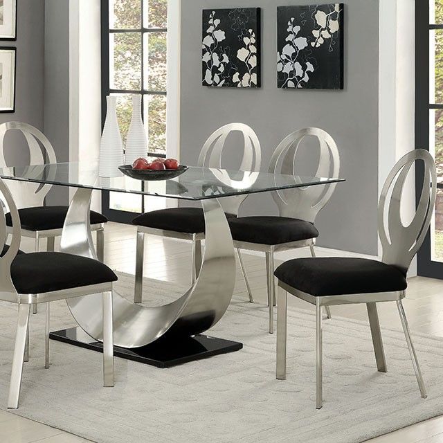 Furniture of America® Orla 2-Piece Black/Silver Dining Side Chair Set-2