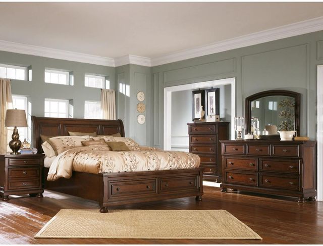 Millennium® by Ashley Porter 2-Piece Rustic Brown King Sleigh Bed Set-3