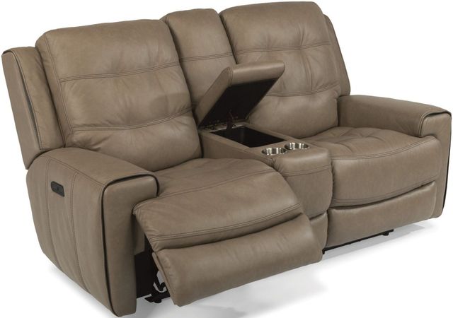 Flexsteel® Wicklow Power Reclining Loveseat with Console and Power Headrests-0