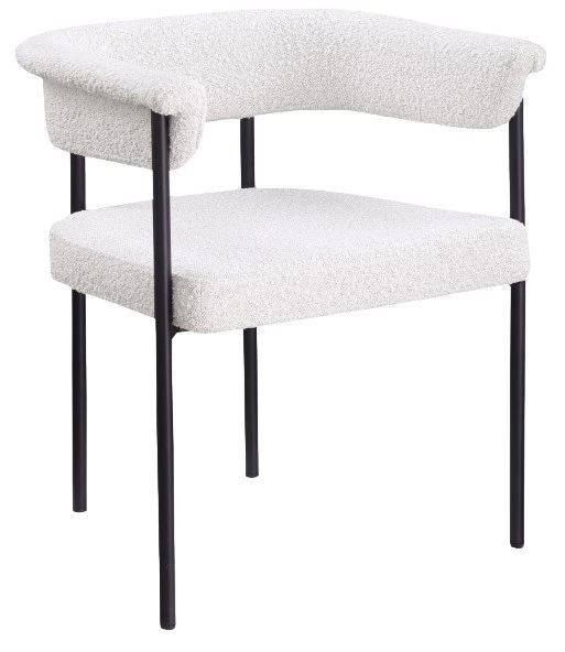 Meridian Furniture Malin Cream Boucle Upholstered Dining Arm Chair-0