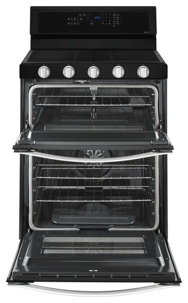 Whirlpool® 30" Black Ice Freestanding Gas Double Oven-1