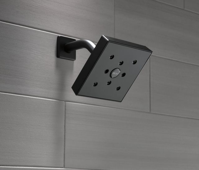 Delta Universal Showering Matte Black H2Okinetic® Single-Setting Raincan Square Shower Head-2