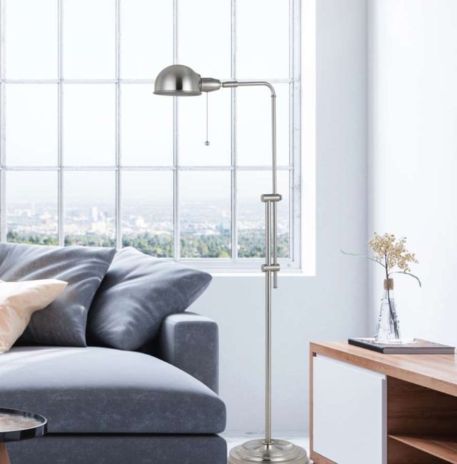 Cal® Lighting & Accessories Croby Pharmacy Brushed Steel Floor Lamp-2