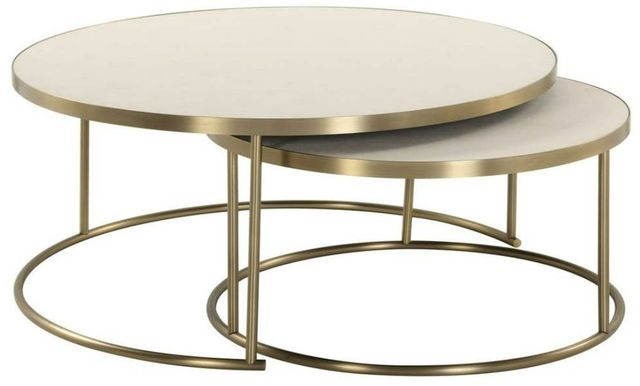 Uttermost® Aragon 2-Piece White Nesting Coffee Table Set with Brass Base-0