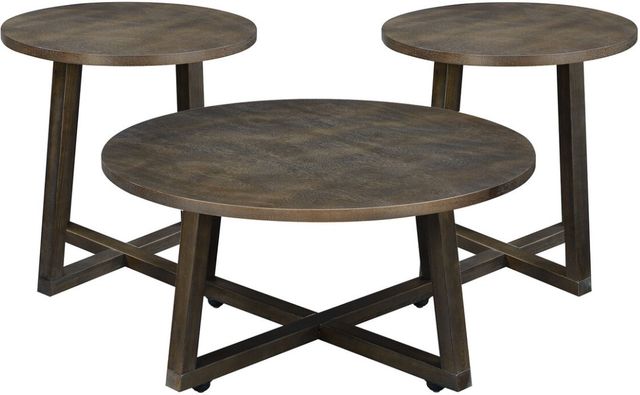 Elements International Industrial 3-Piece Walnut Occasional Table Set-0
