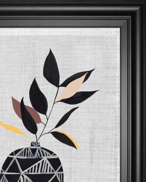 Classy Art Black/Gray Decorated Vase with Plant IV by Melissa Wang Wall Art-1