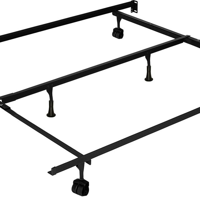 Beaudoin Black Queen Traditional Interlock Bed Frame with Casters and Glides-1