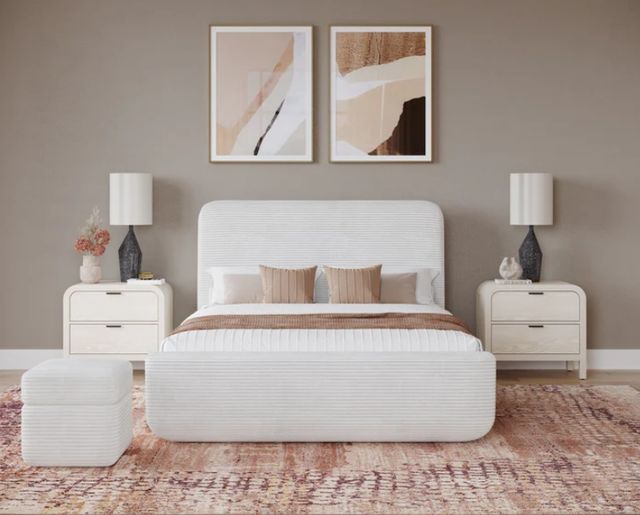 Modus Furniture Wisteria Frosty Eastern King Upholstered Platform Bed-1