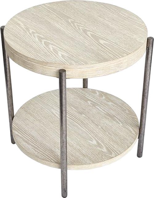 Magnussen Home® Jennings Edgecomb Grey/Weathered Antique Nickel Round End Table-2