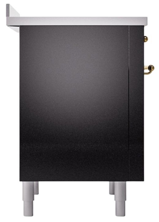 Ilve® Nostalgie II Noblesse 36'' Glossy Black Pro Style Induction Range with Brass Trim-2
