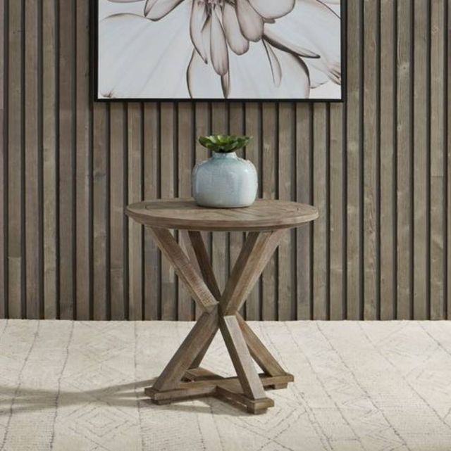 Liberty Furniture Parkland Falls Weathered Taupe Round End Table-1