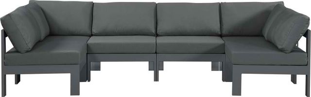 Meridian Furniture Nizuc 6-Piece Grey Outdoor Patio Modular Sectional Set-0
