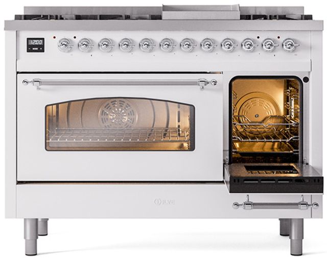 Ilve® Nostalgie II Series 48" White Pro Style Dual Fuel Range-3