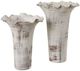 Uttermost® Ruffled Petal 2-Piece Distressed White Vase Set-0