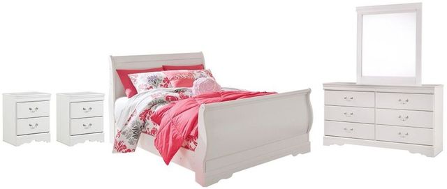 Signature Design by Ashley® Anarasia 4-Piece White Full Sleigh Bed Set-0