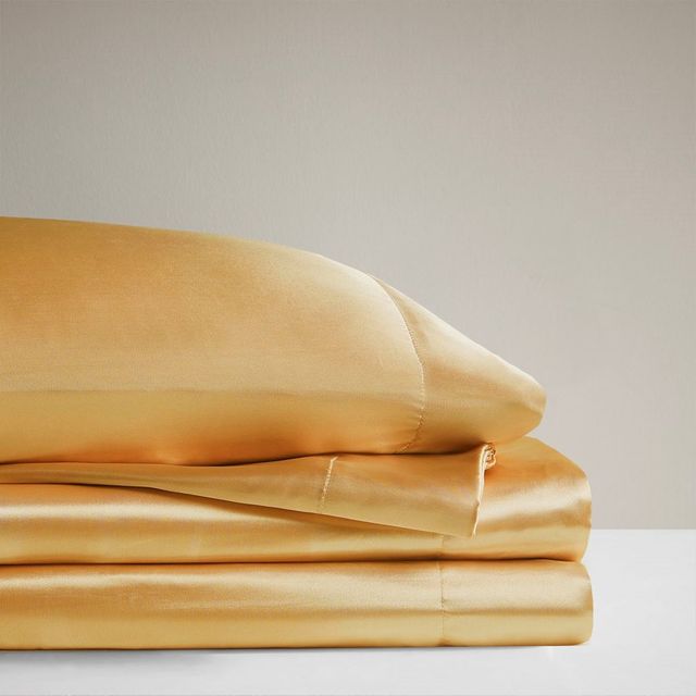 Olliix by Madison Park Essentials 6-Piece Gold California King Satin Wrinkle-Free Luxurious Sheet Set-3