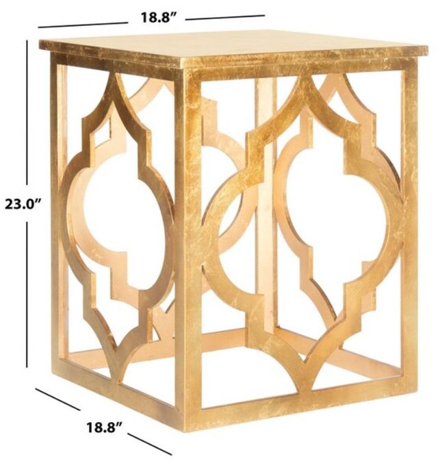 Safavieh Milo Gold Leaf Trellis End Table-4