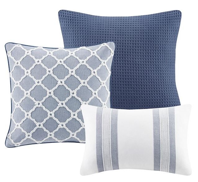 Olliix by Madison Park Signature Noble Blue King Cotton Comforter Set-4